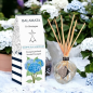 Preview: Duftbouquet Hortensie – Diffuser mit Rattanstäbchen im Glasflakon