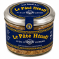 Preview: Le Pâté Hénaff in seiner klassischen Dose auf Holzbrett mit Baguette und Gewürzgurken