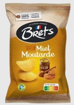 Verpackung Brets Chips Miel Moutarde mit Honig- und Senf-Design