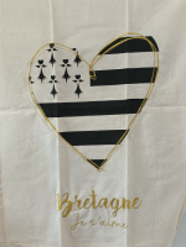 Geschirrtuch Gwenn Ha Du mit goldener Aufschrift Bretagne, je t’aime