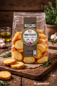 Handgefertigte französische Mini-Toasts mit Kräutern