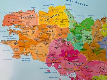 Preview: Detailansicht Karte Bretagne historische Kulturländer Léon, Cornouaille, Trégor