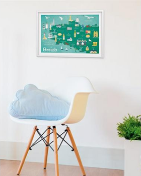 Preview: Detailaufnahme Posterkarte Bretagne mit Schriftzug Breizh