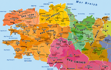 Preview: Detailansicht Karte Bretagne historische Kulturländer Léon, Cornouaille, Trégor