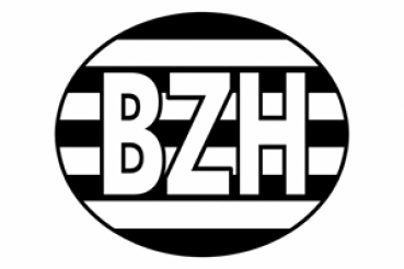 Ovaler BZH Sticker in Schwarz-Weiß 10,5 x 8,5 cm