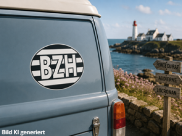 Preview: Bretagne Aufkleber mit BZH Schriftzug für Auto und Wohnmobil