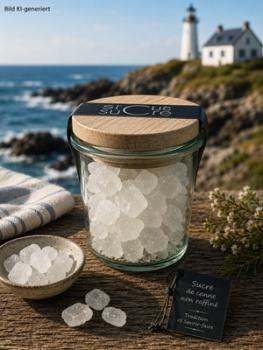 Preview: Glas mit weißem Kandiskristallen von Ercus und Holzdeckel Maritim