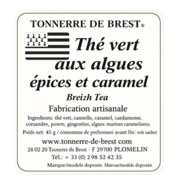 Grüntee Meeresbrise trifft Karamell – Aromatischer Tee Etikett