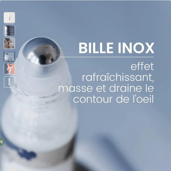 Frau trägt den natürlichen Augenkonturen Roll-on sanft unter dem Auge auf