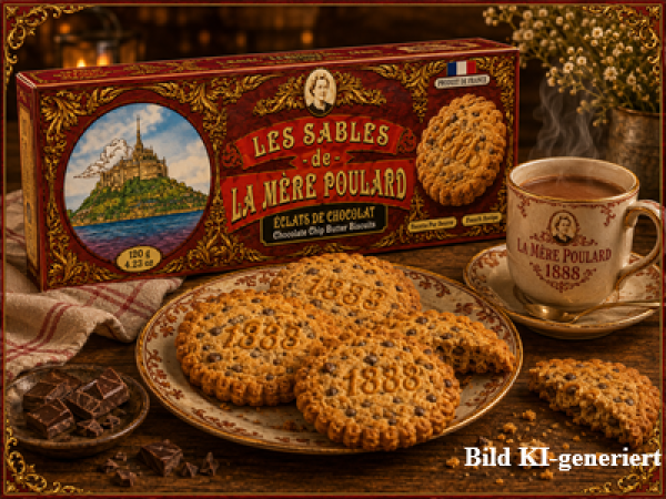 Nahaufnahme von Galettes mit Butter und Schokolade