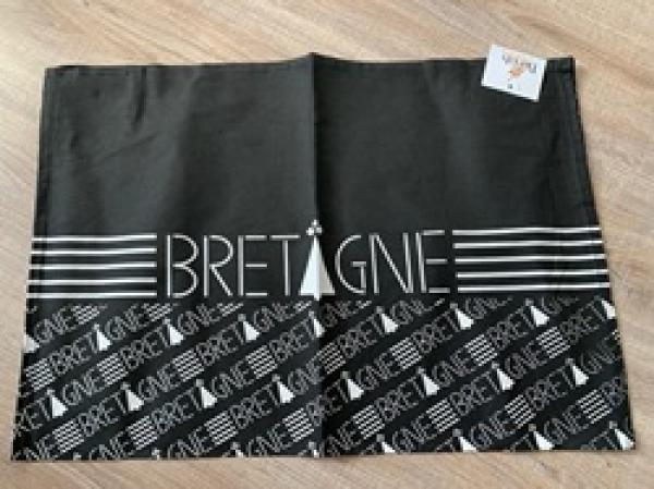 Geschirrtuch Bretagne 50x70 schwarz aus Baumwolle im bretonischen Stil