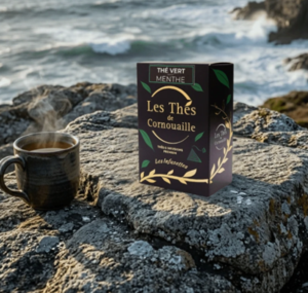 Grüner Sencha Tee mit Minze in Pyramidenbeutel