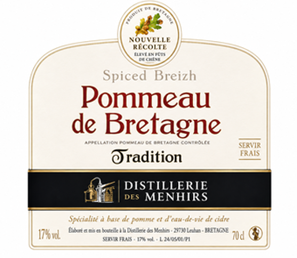 Pommeau Tradition Bretagne – Bernsteinfarbener Apfel-Likör in 75 cl Flasche mit traditionellem Etikett