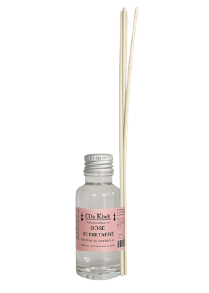 Raumduft Bretonische Rose mit Rattanstäbchen und echtem Rosenwasser